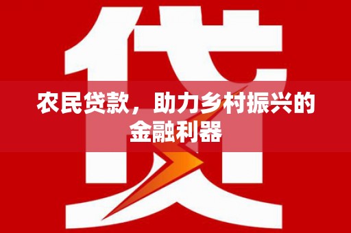 盐埔农民贷款，助力乡村振兴的金融利器