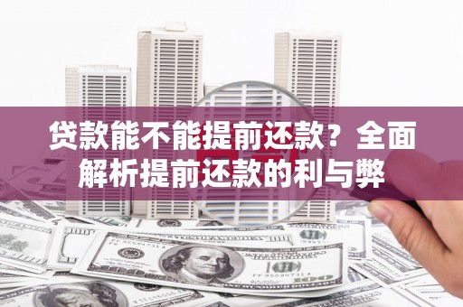 盐埔贷款能不能提前还款？全面解析提前还款的利与弊