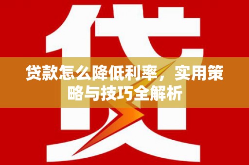 盐埔贷款怎么降低利率，实用策略与技巧全解析