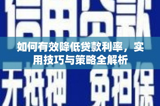 盐埔如何有效降低贷款利率，实用技巧与策略全解析